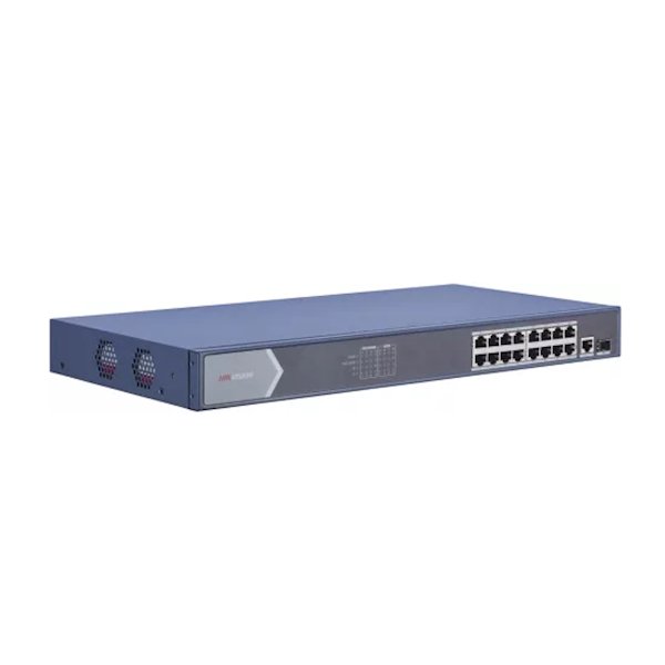 DS-3E0518P-E, 16 Poorts, Gigabit switch, 16x PoE, 1x SFP - alarmsysteemexpert.nl