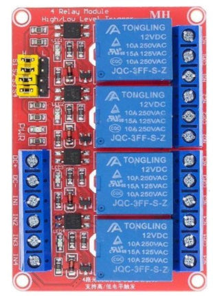 Relais Module 12v 4-kanaals - alarmsysteemexpert.nl