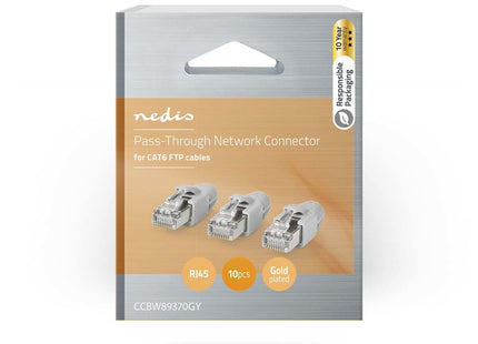 RJ45 Connector CAT6 FTP Pass Through Solid 10 stuks - alarmsysteemexpert.nl