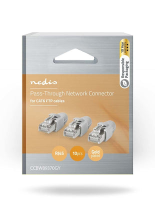 RJ45 Connector CAT6 FTP Pass Through Solid 10 stuks - alarmsysteemexpert.nl