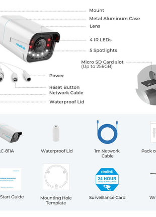 RLC-811A 8Mp/4K slimme detectie Spotlight 5x Zoom PoE 2 weg audio - alarmsysteemexpert.nl