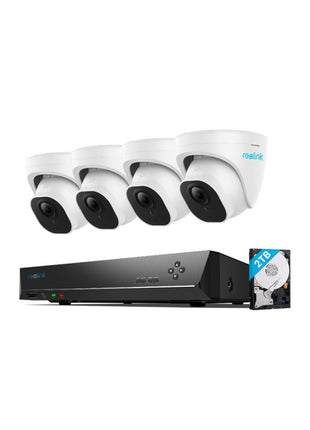 RLK8-800D4-A 4 x 8 Megapixel Eyeballs 8 kanaald NVR Ingebouwde 2 TB HDD - alarmsysteemexpert.nl