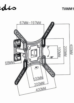 TV-muurbeugel, draai- kantelbaar, voor 23 -55", Max. 30 kg, 2 draaipunten - alarmsysteemexpert.nl